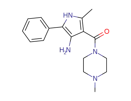 Molecular Structure of 62237-29-0 (Piperazine,
1-[(4-amino-2-methyl-5-phenyl-1H-pyrrol-3-yl)carbonyl]-4-methyl-)