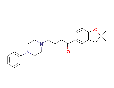 Molecular Structure of 64090-03-5 (1-Butanone,
1-(2,3-dihydro-2,2,7-trimethyl-5-benzofuranyl)-4-(4-phenyl-1-piperazinyl)
-)
