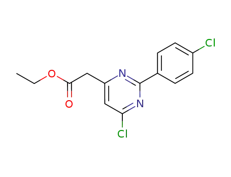 Molecular Structure of 20045-78-7 (Ethyl 2-(6-chloro-2-(4-chlorophenyl)pyrimidin-4-yl)acetate)