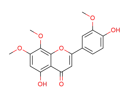 Molecular Structure of 63529-07-7 (4H-1-Benzopyran-4-one,
5-hydroxy-2-(4-hydroxy-3-methoxyphenyl)-7,8-dimethoxy-)