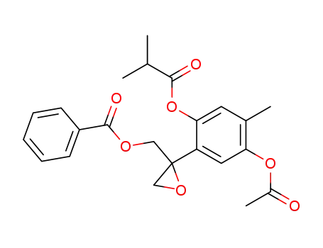Molecular Structure of 62458-39-3 (Propanoic acid, 2-methyl-,
4-(acetyloxy)-2-[2-[(benzoyloxy)methyl]oxiranyl]-5-methylphenyl ester)