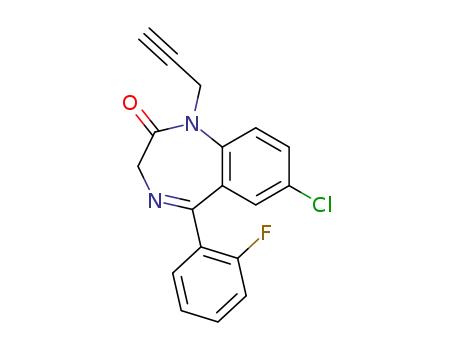 Molecular Structure of 52465-44-8 (2H-1,4-Benzodiazepin-2-one,
7-chloro-5-(2-fluorophenyl)-1,3-dihydro-1-(2-propynyl)-)