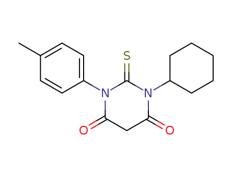 Molecular Structure of 64020-17-3 (4,6(1H,5H)-Pyrimidinedione,
1-cyclohexyldihydro-3-(4-methylphenyl)-2-thioxo-)