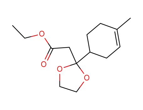 Molecular Structure of 63308-97-4 (1,3-Dioxolane-2-acetic acid, 2-(4-methyl-3-cyclohexen-1-yl)-, ethyl ester)