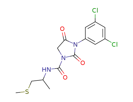Molecular Structure of 64224-85-7 (1-Imidazolidinecarboxamide,
3-(3,5-dichlorophenyl)-N-[1-methyl-2-(methylthio)ethyl]-2,4-dioxo-)