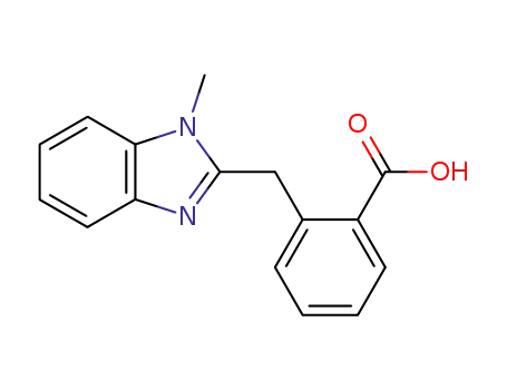 Molecular Structure of 62513-28-4 (Benzoic acid, 2-[(1-methyl-1H-benzimidazol-2-yl)methyl]-)