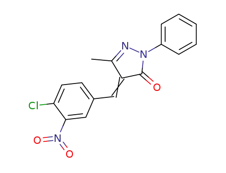 Molecular Structure of 67376-75-4 (3H-Pyrazol-3-one,
4-[(4-chloro-3-nitrophenyl)methylene]-2,4-dihydro-5-methyl-2-phenyl-)