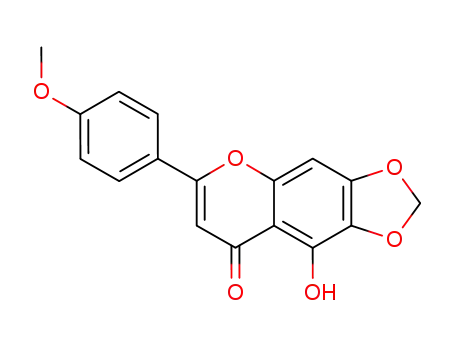 Molecular Structure of 63934-55-4 (8H-1,3-Dioxolo[4,5-g][1]benzopyran-8-one,
9-hydroxy-6-(4-methoxyphenyl)-)