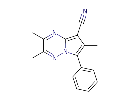 Molecular Structure of 61404-86-2 (Pyrrolo[1,2-b][1,2,4]triazine-8-carbonitrile, 2,3,7-trimethyl-6-phenyl-)