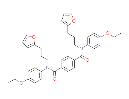 Molecular Structure of 65021-90-1 (1,4-Benzenedicarboxamide,
N,N'-bis(4-ethoxyphenyl)-N,N'-bis[3-(2-furanyl)propyl]-)