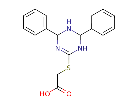 Molecular Structure of 61582-15-8 (Acetic acid, [(1,4,5,6-tetrahydro-4,6-diphenyl-1,3,5-triazin-2-yl)thio]-)