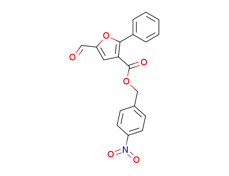 Molecular Structure of 61761-77-1 (3-Furancarboxylic acid, 5-formyl-2-phenyl-, (4-nitrophenyl)methyl ester)