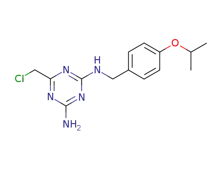 Molecular Structure of 65902-17-2 (1,3,5-Triazine-2,4-diamine,
6-(chloromethyl)-N-[[4-(1-methylethoxy)phenyl]methyl]-)