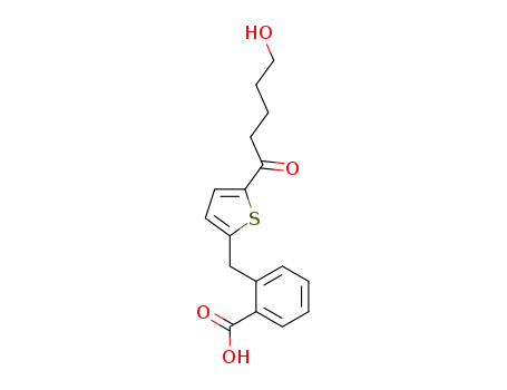 Molecular Structure of 62636-89-9 (Benzoic acid, 2-[[5-(5-hydroxy-1-oxopentyl)-2-thienyl]methyl]-)