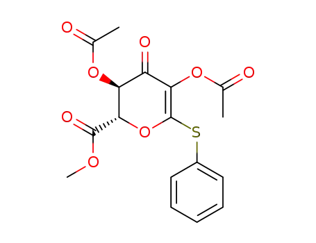 Molecular Structure of 65615-66-9 (L-erythro-Hex-5-en-4-ulosonic acid, 2,6-anhydro-6-C-(phenylthio)-, methyl ester, diacetate)