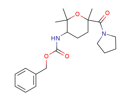 Carbamic acid,  [tetrahydro-2,2,6-trimethyl-6-(1-pyrrolidinylcarbonyl)-2H-pyran-3-yl]-,  phenylmethyl ester