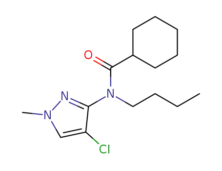 Molecular Structure of 62400-43-5 (Cyclohexanecarboxamide,
N-butyl-N-(4-chloro-1-methyl-1H-pyrazol-3-yl)-)