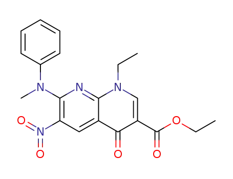 Molecular Structure of 63479-36-7 (1,8-Naphthyridine-3-carboxylic acid,
1-ethyl-1,4-dihydro-7-(methylphenylamino)-6-nitro-4-oxo-, ethyl ester)