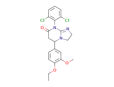 Molecular Structure of 58168-78-8 (Imidazo[1,2-a]pyrimidin-7(8H)-one,
8-(2,6-dichlorophenyl)-5-(4-ethoxy-3-methoxyphenyl)-2,3,5,6-tetrahydro-)