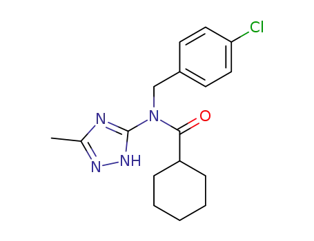 Molecular Structure of 62400-40-2 (Cyclohexanecarboxamide,
N-[(4-chlorophenyl)methyl]-N-(5-methyl-1H-1,2,4-triazol-3-yl)-)