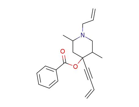 Molecular Structure of 62636-06-0 (4-Piperidinol, 4-(3-buten-1-ynyl)-2,5-dimethyl-1-(2-propenyl)-, benzoate
(ester))