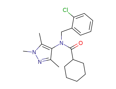 Molecular Structure of 62400-03-7 (Cyclohexanecarboxamide,
N-[(2-chlorophenyl)methyl]-N-(1,3,5-trimethyl-1H-pyrazol-4-yl)-)