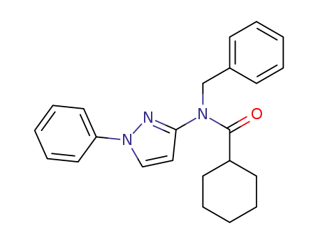 Molecular Structure of 62399-94-4 (Cyclohexanecarboxamide,
N-(phenylmethyl)-N-(1-phenyl-1H-pyrazol-3-yl)-)