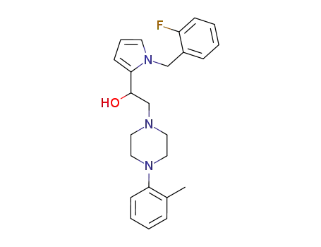 Molecular Structure of 65087-82-3 (1-Piperazineethanol,
a-[1-[(2-fluorophenyl)methyl]-1H-pyrrol-2-yl]-4-(2-methylphenyl)-)