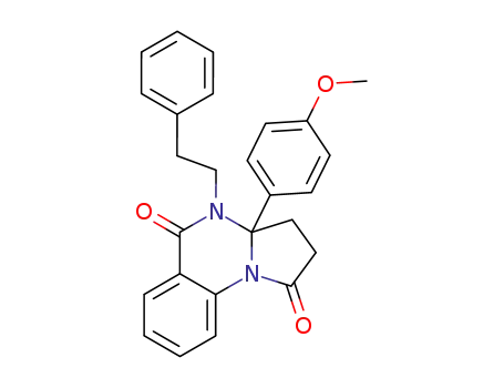 Molecular Structure of 62330-05-6 (Pyrrolo[1,2-a]quinazoline-1,5-dione,
2,3,3a,4-tetrahydro-3a-(4-methoxyphenyl)-4-(2-phenylethyl)-)