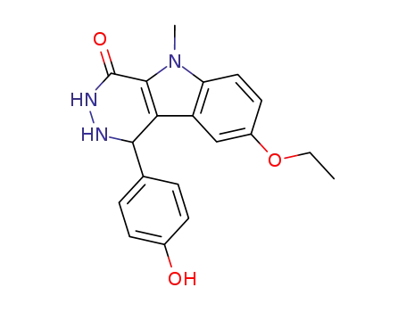 Molecular Structure of 61905-95-1 (4H-Pyridazino[4,5-b]indol-4-one,
8-ethoxy-1,2,3,5-tetrahydro-1-(4-hydroxyphenyl)-5-methyl-)