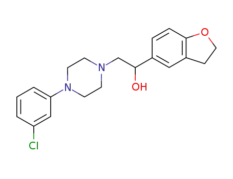 Molecular Structure of 64089-44-7 (1-Piperazineethanol, 4-(3-chlorophenyl)-a-(2,3-dihydro-5-benzofuranyl)-)