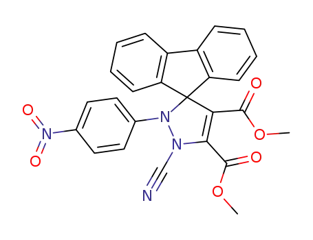 Molecular Structure of 62465-97-8 (Spiro[9H-fluorene-9,3'-[3H]pyrazole]-4',5'-dicarboxylic acid,
1'-cyano-1',2'-dihydro-2'-(4-nitrophenyl)-, dimethyl ester)