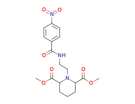 Molecular Structure of 5763-23-5 (2,6-Piperidinedicarboxylicacid, 1-[2-[(4-nitrobenzoyl)amino]ethyl]-, 2,6-dimethyl ester)