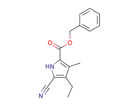 Molecular Structure of 965-19-5 (1H-Pyrrole-2-carboxylic acid, 5-cyano-4-ethyl-3-methyl-, phenylmethyl
ester)