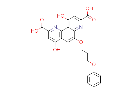 Molecular Structure of 55959-25-6 (1,7-Phenanthroline-2,8-dicarboxylic acid,
4,10-dihydroxy-6-[3-(4-methylphenoxy)propoxy]-)