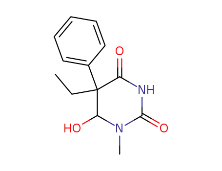 Molecular Structure of 60782-06-1 (2,4(1H,3H)-Pyrimidinedione,
5-ethyldihydro-6-hydroxy-1-methyl-5-phenyl-)
