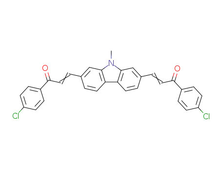 Molecular Structure of 61299-52-3 (2-Propen-1-one,
3,3'-(9-methyl-9H-carbazole-2,7-diyl)bis[1-(4-chlorophenyl)-)