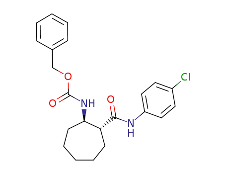 Molecular Structure of 61935-94-2 (Carbamic acid, [2-[[(4-chlorophenyl)amino]carbonyl]cycloheptyl]-,
phenylmethyl ester, trans-)