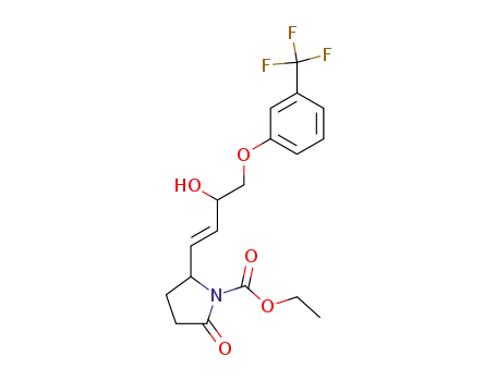 Molecular Structure of 62400-85-5 (1-Pyrrolidinecarboxylic acid,
2-[3-hydroxy-4-[3-(trifluoromethyl)phenoxy]-1-butenyl]-5-oxo-, ethyl ester)