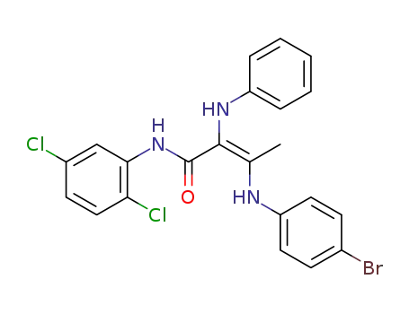 Molecular Structure of 56182-65-1 (2-Butenamide,
3-[(4-bromophenyl)amino]-N-(2,5-dichlorophenyl)-2-(phenylamino)-)