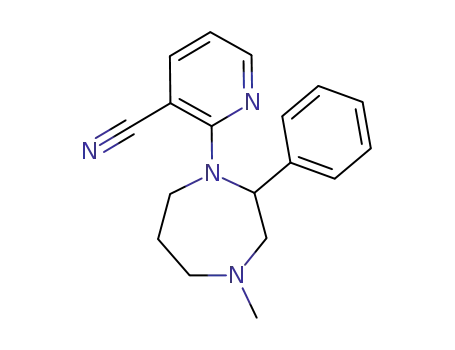 Molecular Structure of 61337-94-8 (3-Pyridinecarbonitrile,
2-(hexahydro-4-methyl-2-phenyl-1H-1,4-diazepin-1-yl)-)