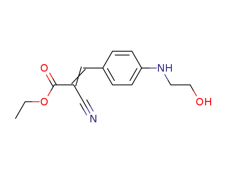 Molecular Structure of 63619-40-9 (2-Propenoic acid, 2-cyano-3-[4-[(2-hydroxyethyl)amino]phenyl]-, ethyl
ester)