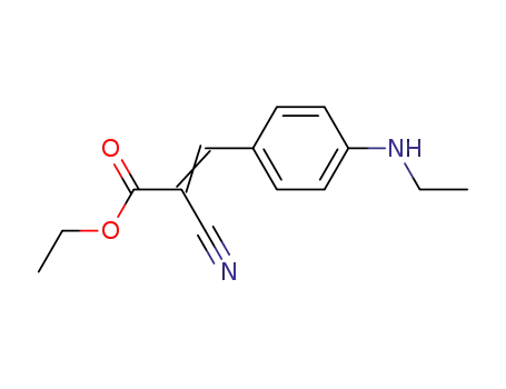 Molecular Structure of 63619-39-6 (2-Propenoic acid, 2-cyano-3-[4-(ethylamino)phenyl]-, ethyl ester)