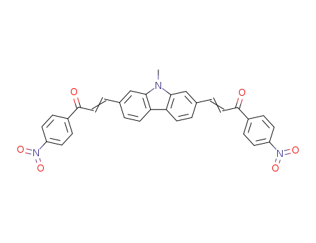 Molecular Structure of 61299-54-5 (2-Propen-1-one,
3,3'-(9-methyl-9H-carbazole-2,7-diyl)bis[1-(4-nitrophenyl)-)
