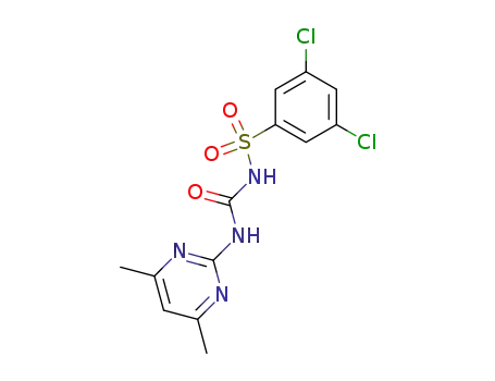 Molecular Structure of 64901-01-5 (Benzenesulfonamide,
3,5-dichloro-N-[[(4,6-dimethyl-2-pyrimidinyl)amino]carbonyl]-)