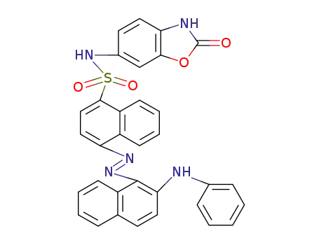 Molecular Structure of 62077-70-7 (1-Naphthalenesulfonamide,
N-(2,3-dihydro-2-oxo-6-benzoxazolyl)-4-[[2-(phenylamino)-1-naphthalen
yl]azo]-)