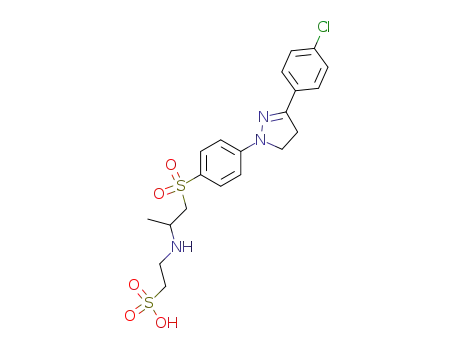 Molecular Structure of 62454-17-5 (Ethanesulfonic acid,
2-[[2-[[4-[3-(4-chlorophenyl)-4,5-dihydro-1H-pyrazol-1-yl]phenyl]sulfonyl]-
1-methylethyl]amino]-)