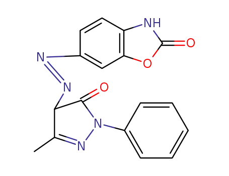 Molecular Structure of 62077-61-6 (2(3H)-Benzoxazolone,
6-[(4,5-dihydro-3-methyl-5-oxo-1-phenyl-1H-pyrazol-4-yl)azo]-)