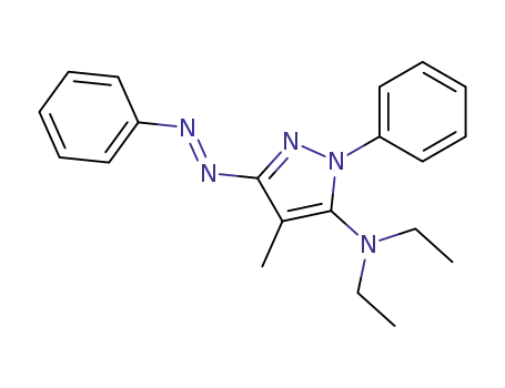 Molecular Structure of 54507-45-8 (1H-Pyrazol-5-amine, N,N-diethyl-4-methyl-1-phenyl-3-(phenylazo)-)