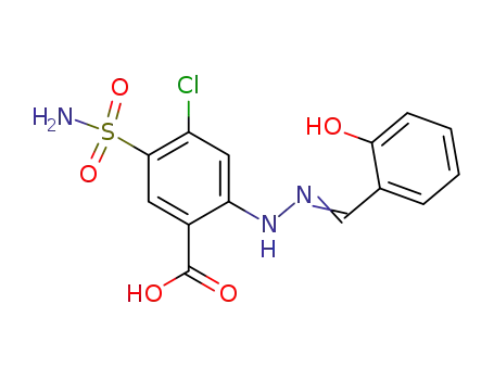Molecular Structure of 65657-85-4 (Benzoic acid,
5-(aminosulfonyl)-4-chloro-2-[[(2-hydroxyphenyl)methylene]hydrazino]-)